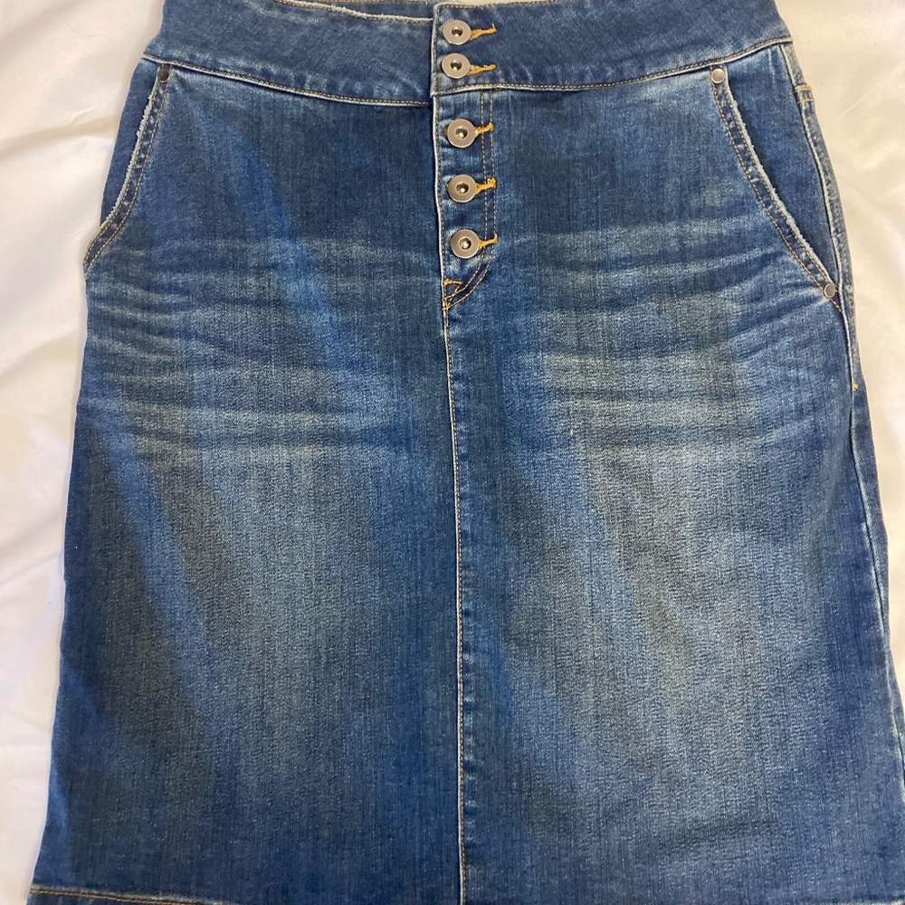 PRANA button closure denim pencil skirt size 4